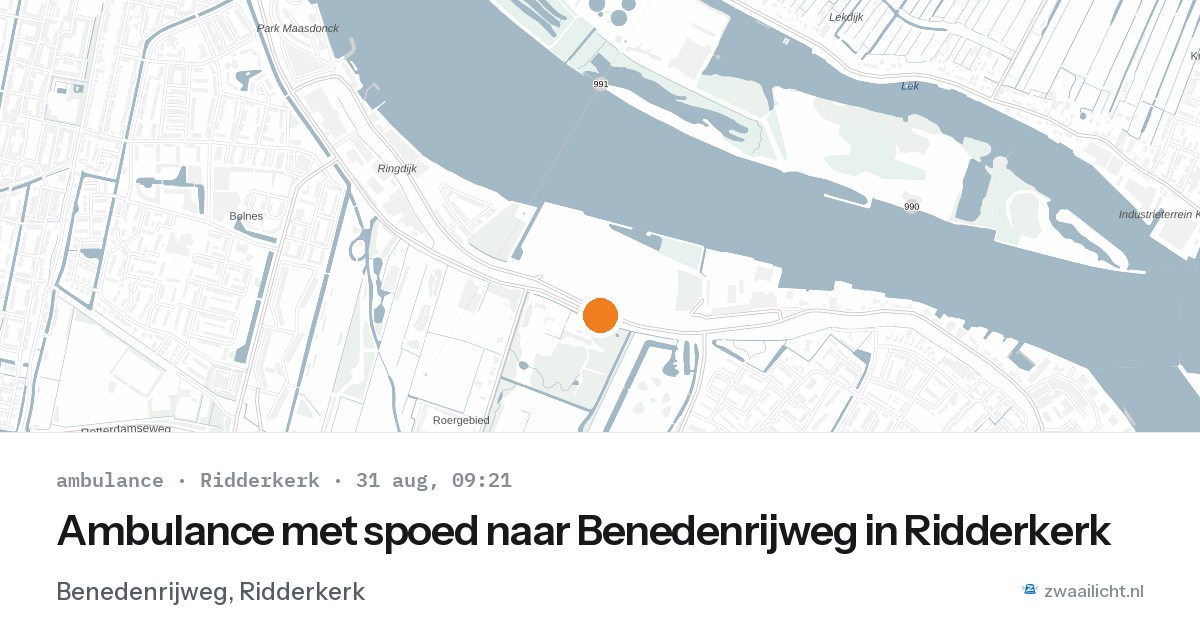 Ambulance met spoed naar Benedenrijweg in Ridderkerk — 31 aug 2026