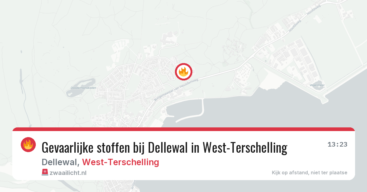 Gevaarlijke stoffen bij Dellewal in West-Terschelling — 10 jul 2026