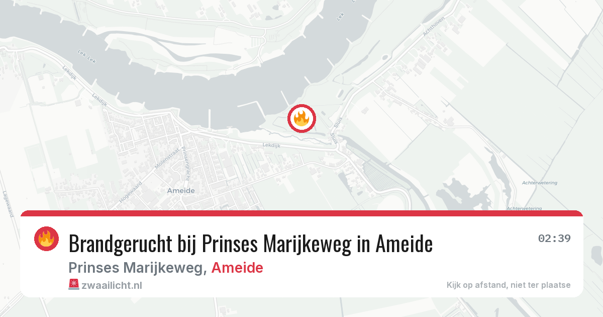 Brandgerucht bij Prinses Marijkeweg in Ameide — 5 mei 2026