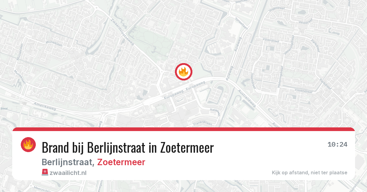 Brand bij Berlijnstraat in Zoetermeer — 14 aug 2026