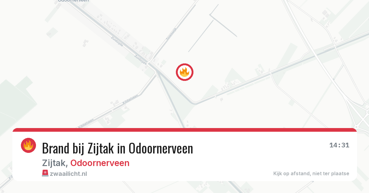Brand bij Zijtak in Odoornerveen — 26 apr 2026
