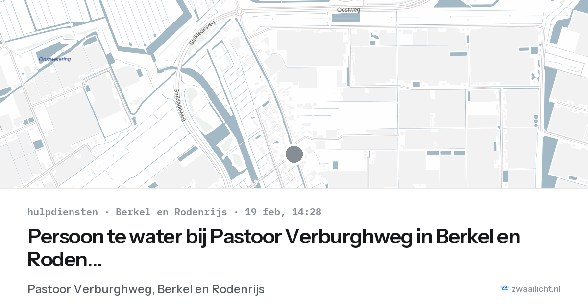 Persoon te water bij Pastoor Verburghweg in Berkel en Rodenrijs — 19 feb 2026
