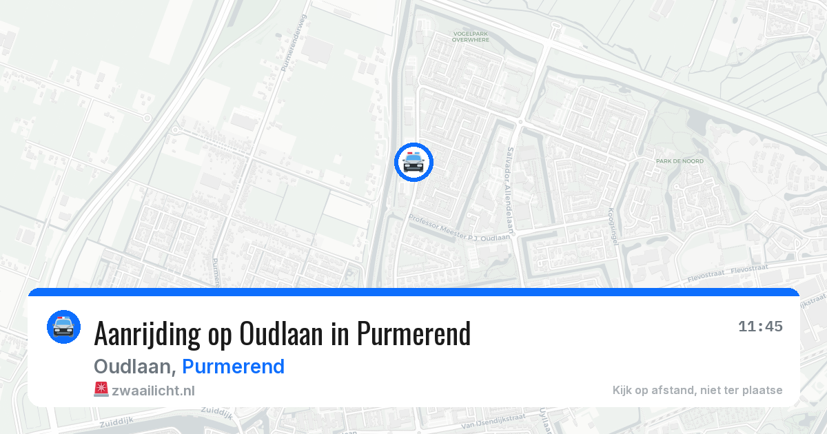 Aanrijding op Oudlaan in Purmerend — 20 apr 2026