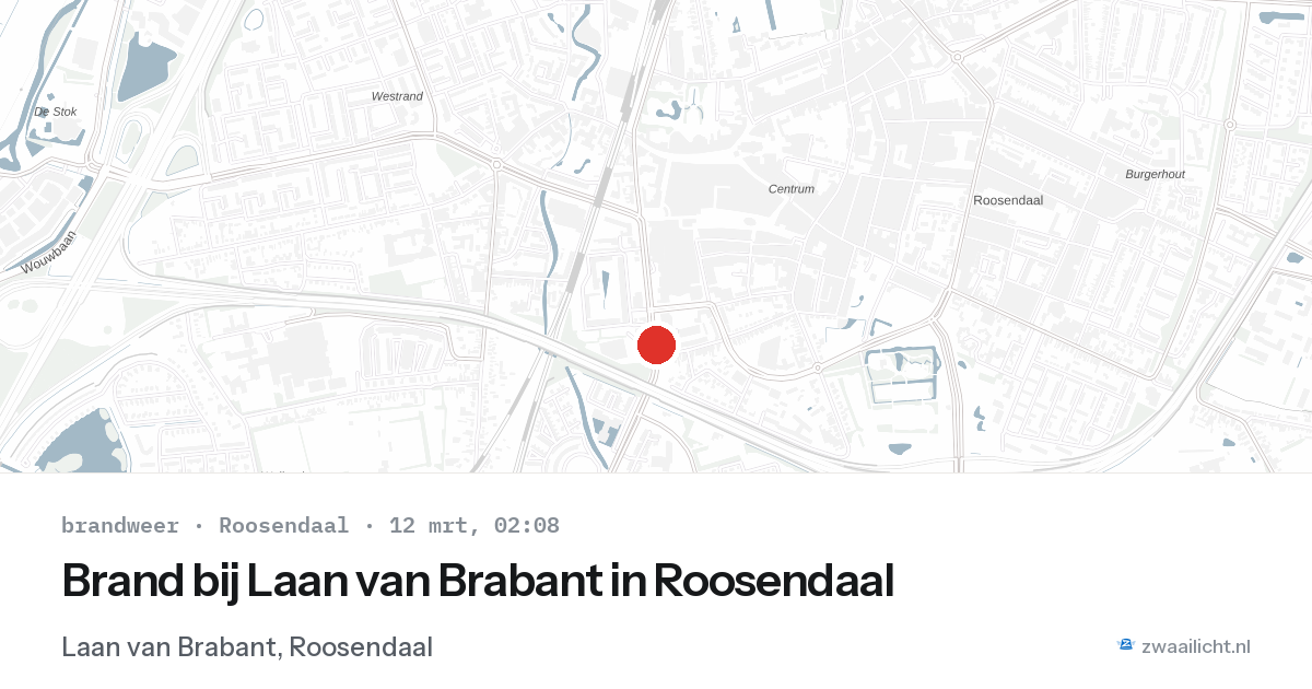 Brand bij Laan van Brabant in Roosendaal — 12 mrt 2026