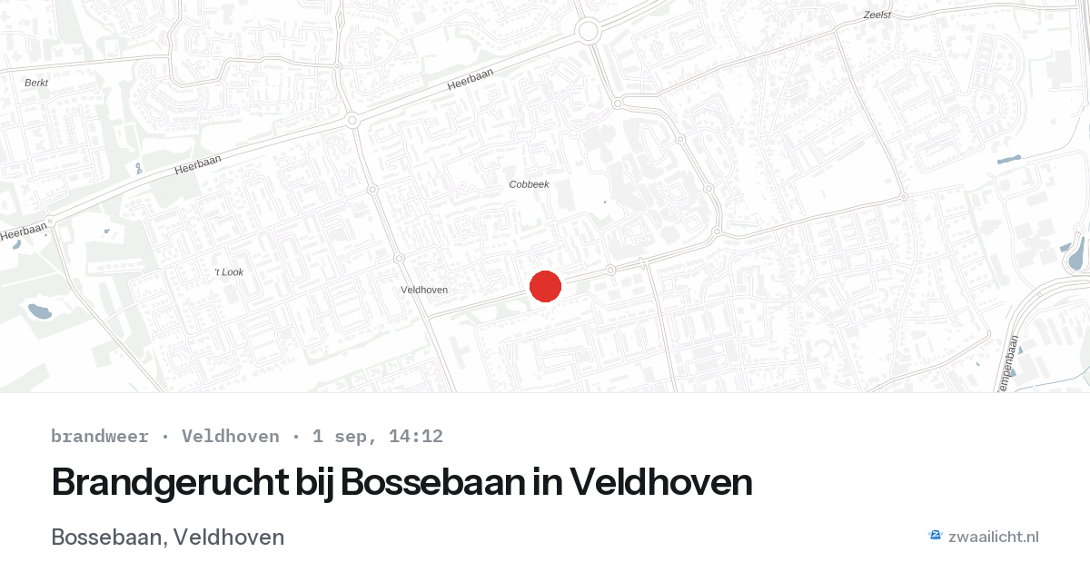 Brandgerucht bij Bossebaan in Veldhoven — 1 sep 2026
