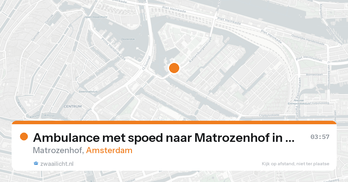 Ambulance met spoed naar Matrozenhof in Amsterdam — 16 aug 2026