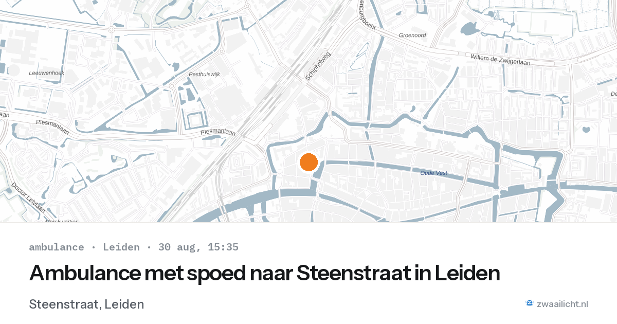 Ambulance met spoed naar Steenstraat in Leiden — 30 aug 2026