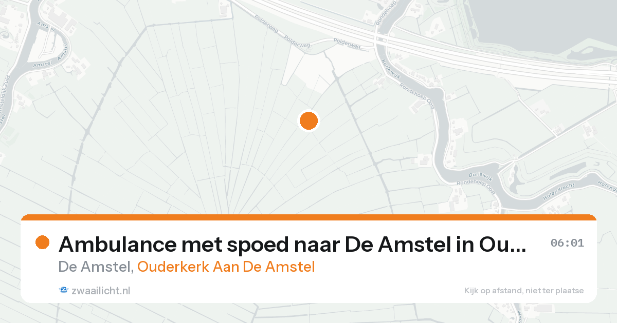 Ambulance met spoed naar De Amstel in Ouderkerk Aan De Amstel — 25 aug 2026