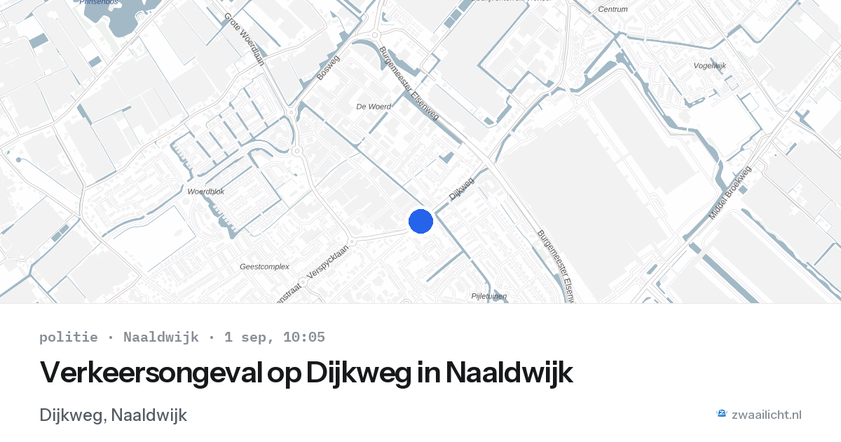 Verkeersongeval op Dijkweg in Naaldwijk — 1 sep 2026