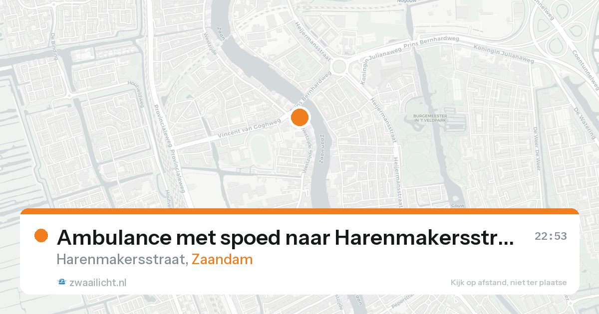 Ambulance met spoed naar Harenmakersstraat in Zaandam — 25 mei 2026
