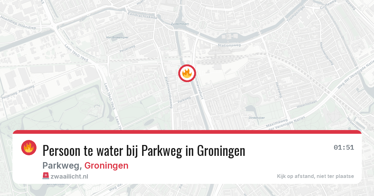 Persoon te water bij Parkweg in Groningen — 4 jul 2026