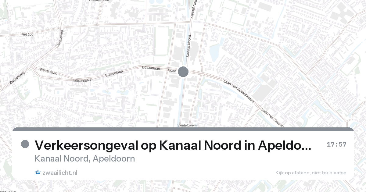 Verkeersongeval op Kanaal Noord in Apeldoorn — 20 aug 2026