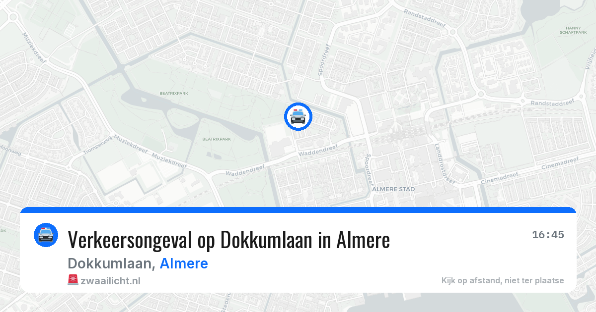 Verkeersongeval op Dokkumlaan in Almere — 31 jul 2026