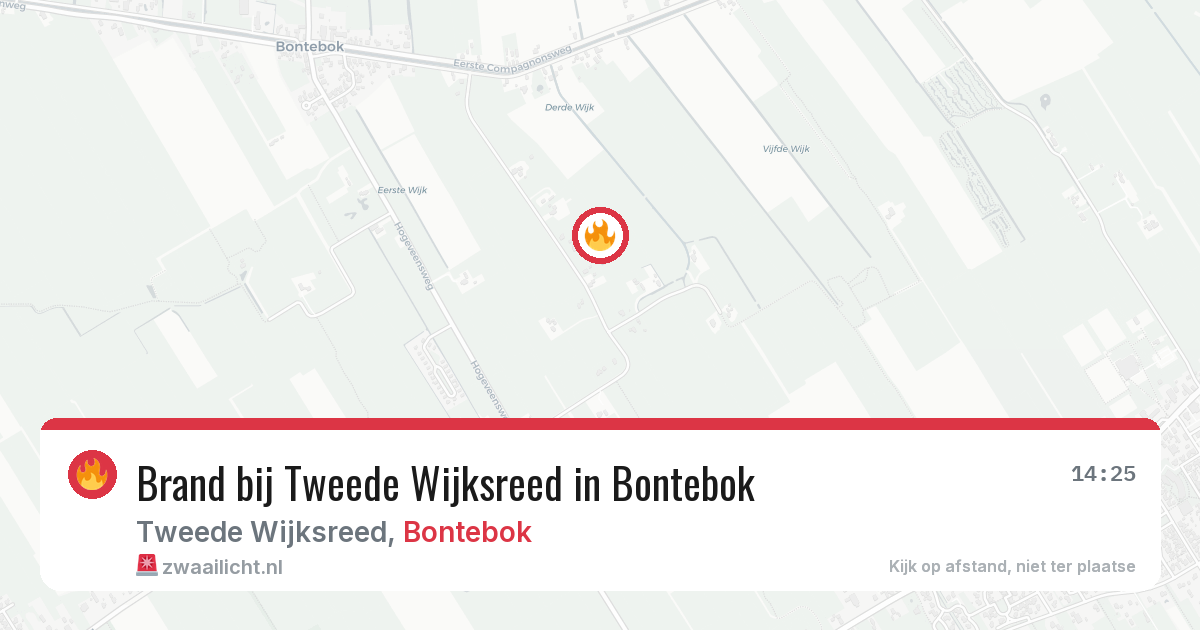 Brand bij Tweede Wijksreed in Bontebok — 16 mei 2026