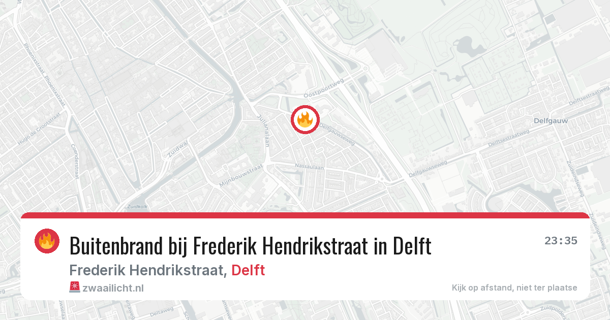 Buitenbrand bij Frederik Hendrikstraat in Delft — 8 aug 2026
