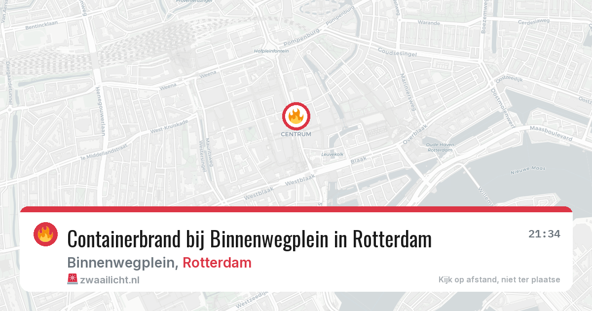 Containerbrand bij Binnenwegplein in Rotterdam — 8 apr 2026