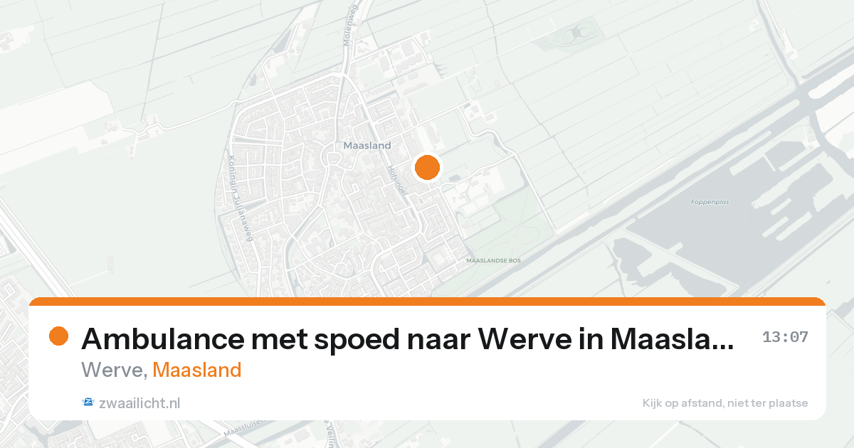 Ambulance met spoed naar Werve in Maasland — 20 aug 2026