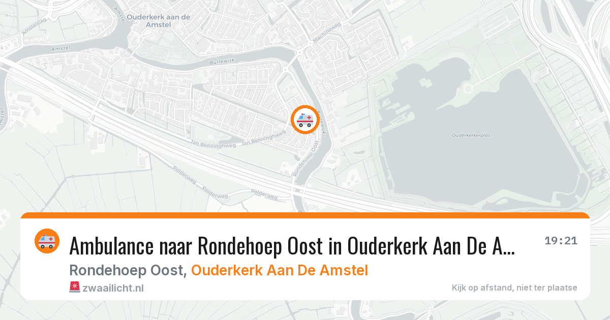 Ambulance naar Rondehoep Oost in Ouderkerk Aan De Amstel — 22 jul 2026
