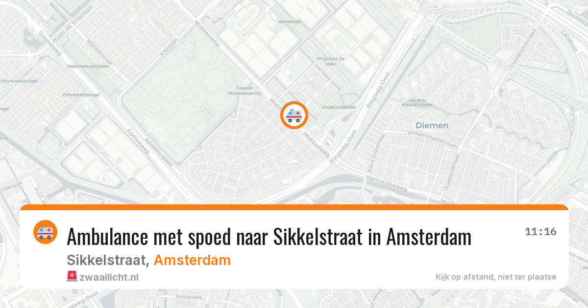 Ambulance met spoed naar Sikkelstraat in Amsterdam — 25 mei 2026