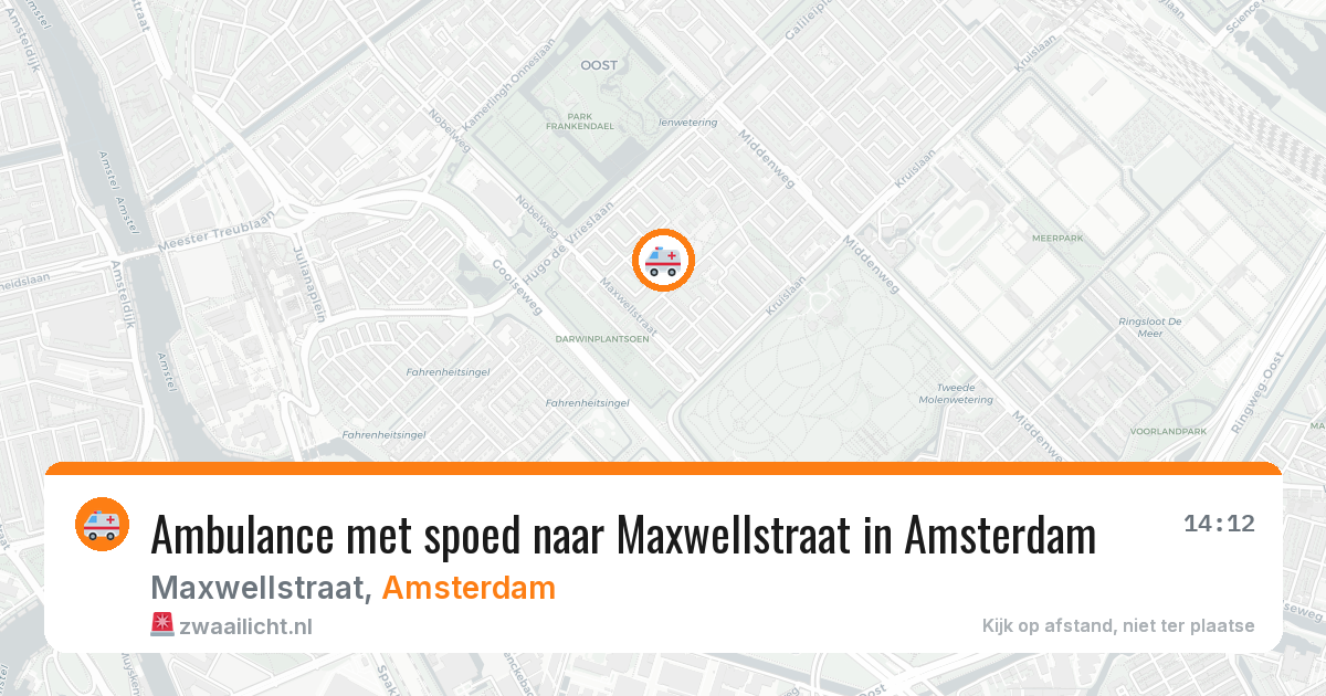 Ambulance met spoed naar Maxwellstraat in Amsterdam — 2 aug 2026