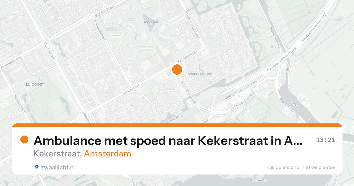 Ambulance met spoed naar Kekerstraat in Amsterdam — 16 aug 2026