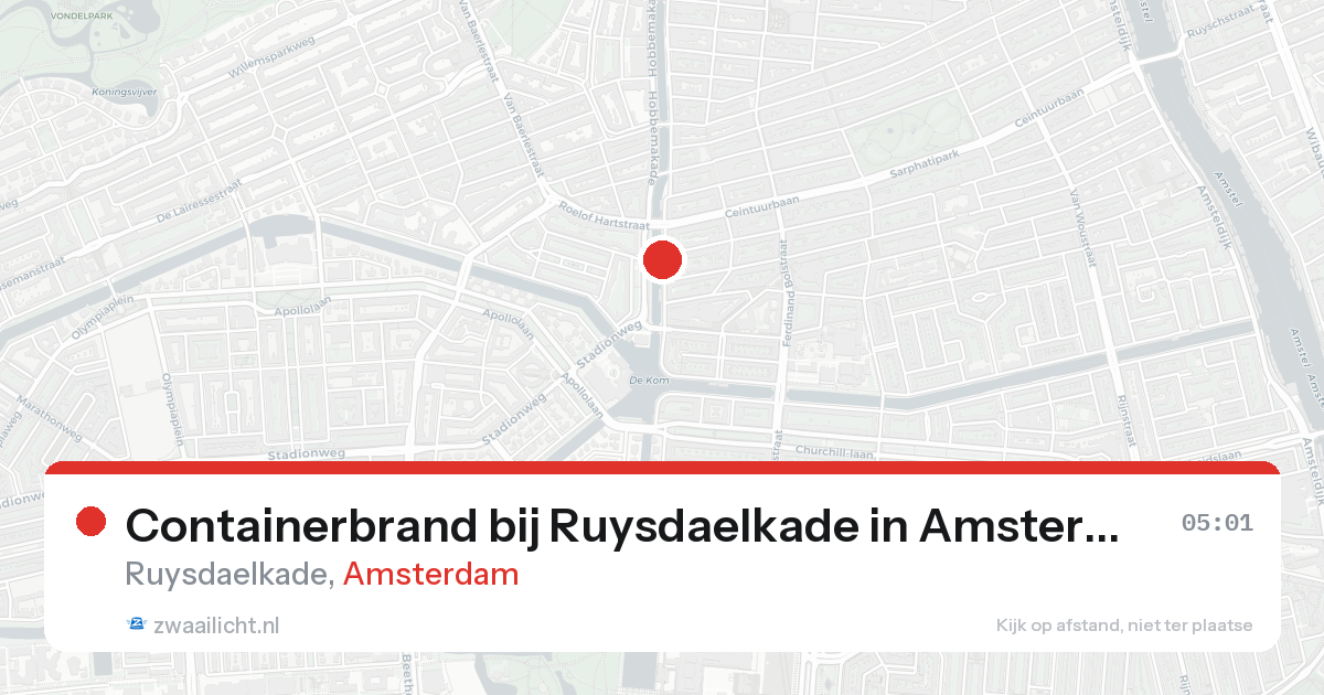 Containerbrand bij Ruysdaelkade in Amsterdam — 6 jun 2026