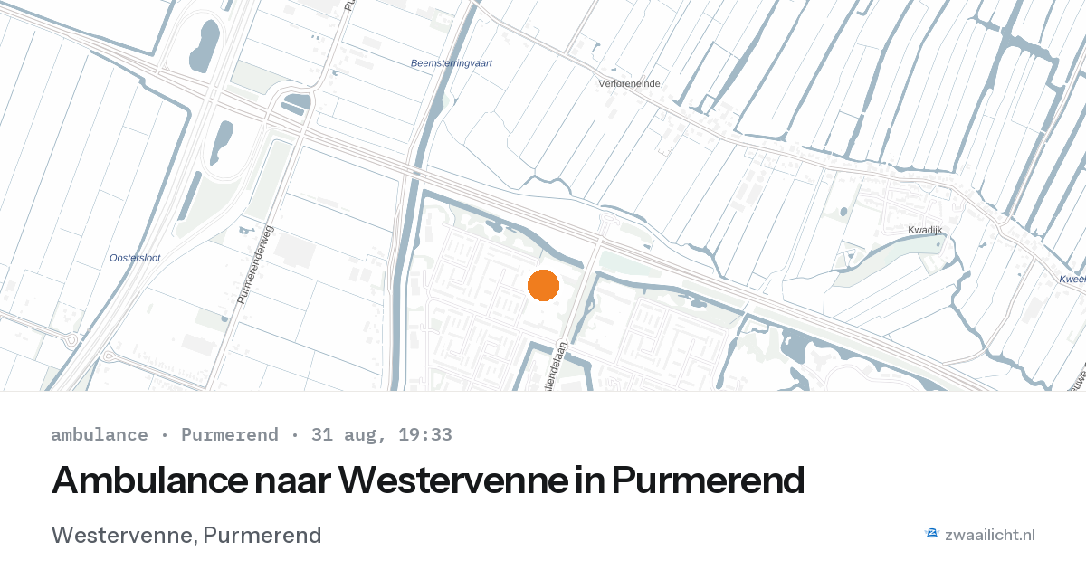 Ambulance naar Westervenne in Purmerend — 31 aug 2026