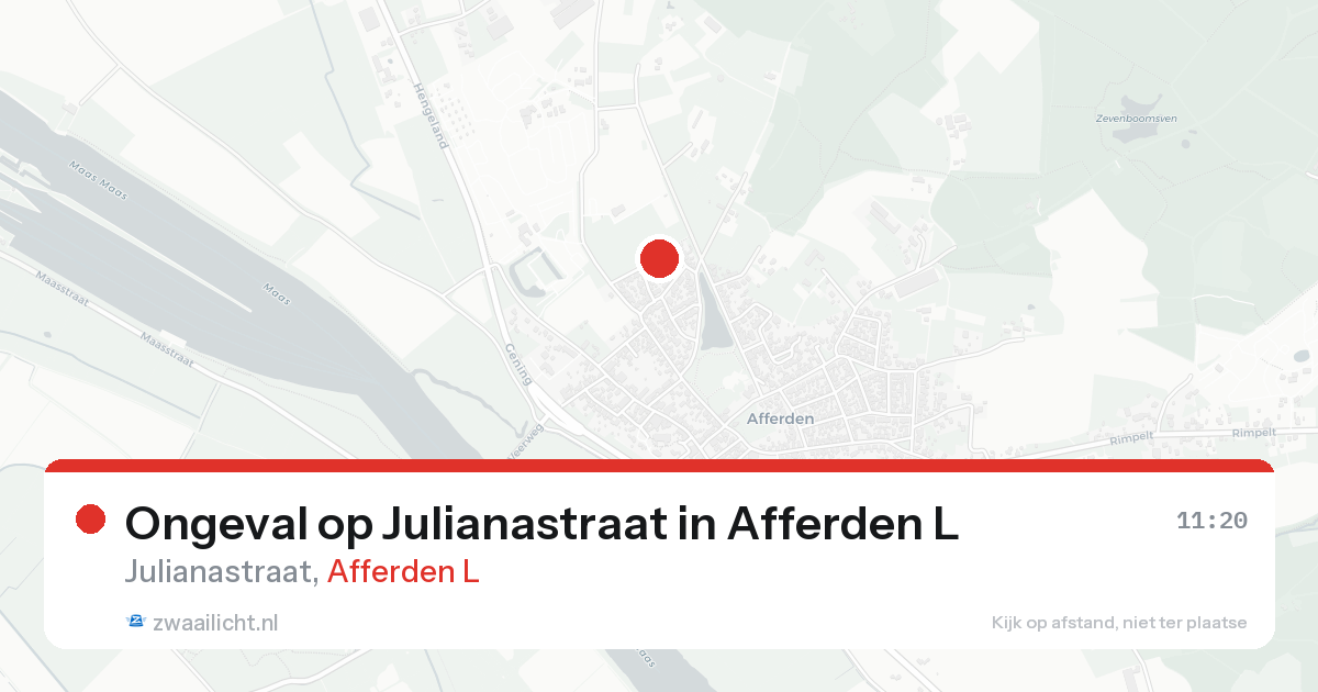 Ongeval op Julianastraat in Afferden L — 3 aug 2026