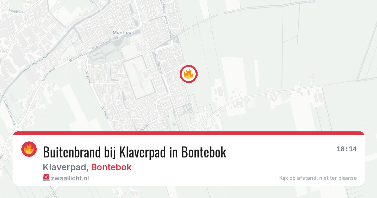 Buitenbrand bij Klaverpad in Bontebok — 9 aug 2026