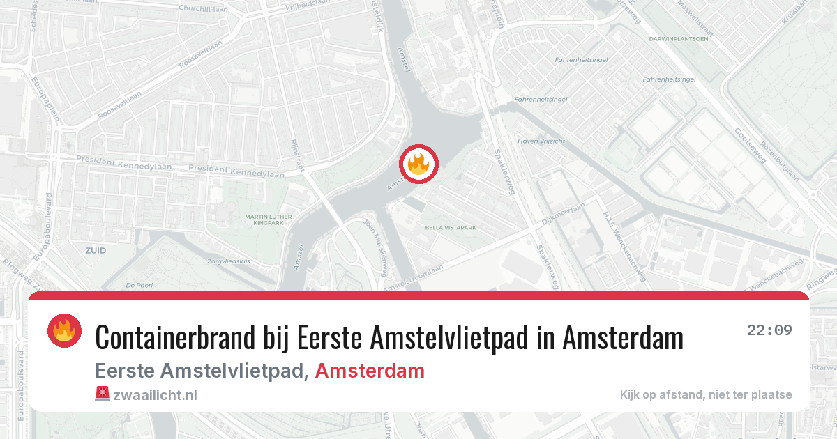 Containerbrand bij Eerste Amstelvlietpad in Amsterdam — 7 aug 2026