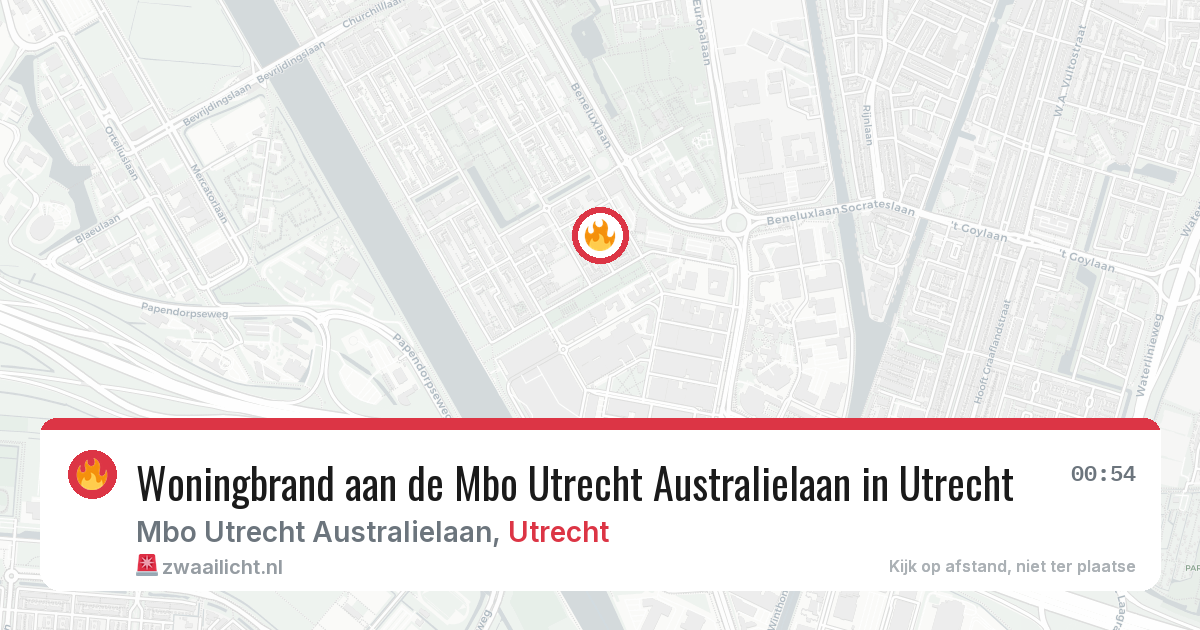 Woningbrand aan de Mbo Utrecht Australielaan in Utrecht — 19 jun 2026