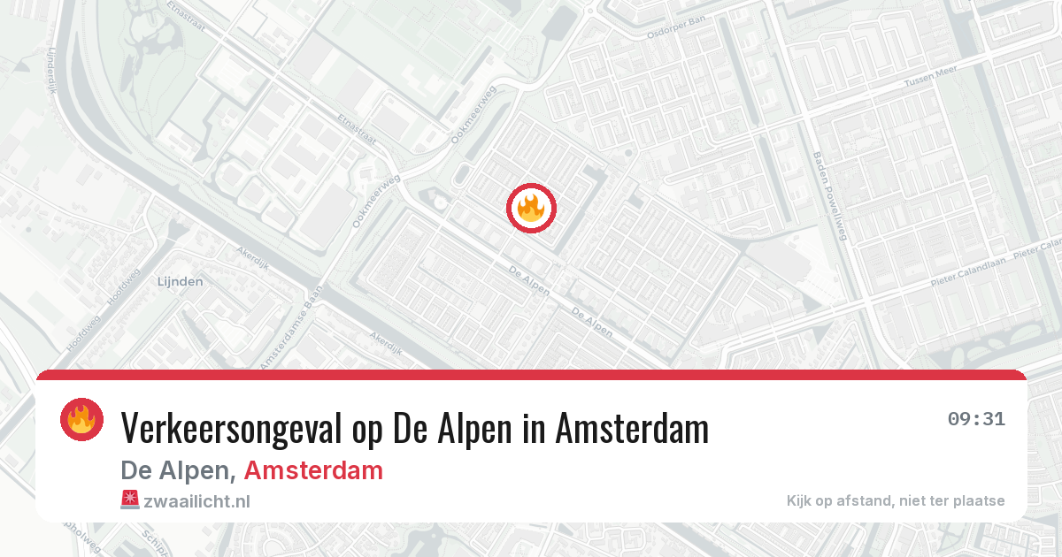 Verkeersongeval op De Alpen in Amsterdam — 13 aug 2026