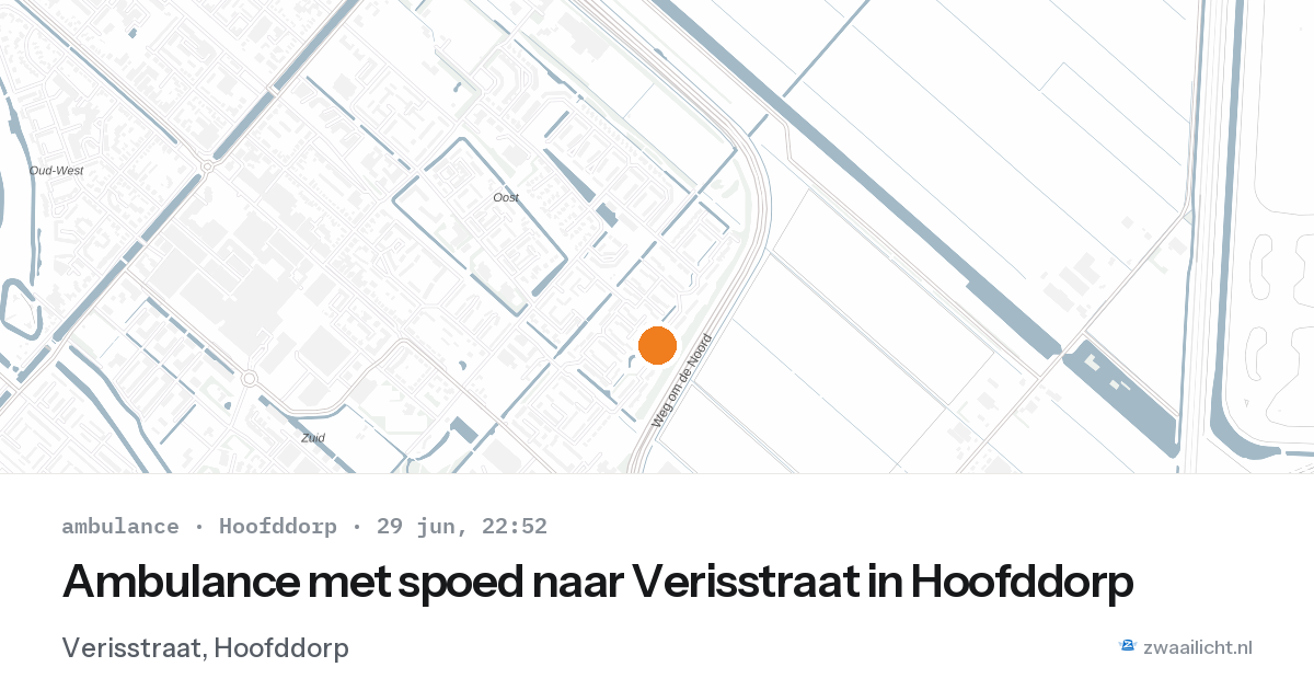 Ambulance met spoed naar Verisstraat in Hoofddorp — 29 jun 2026