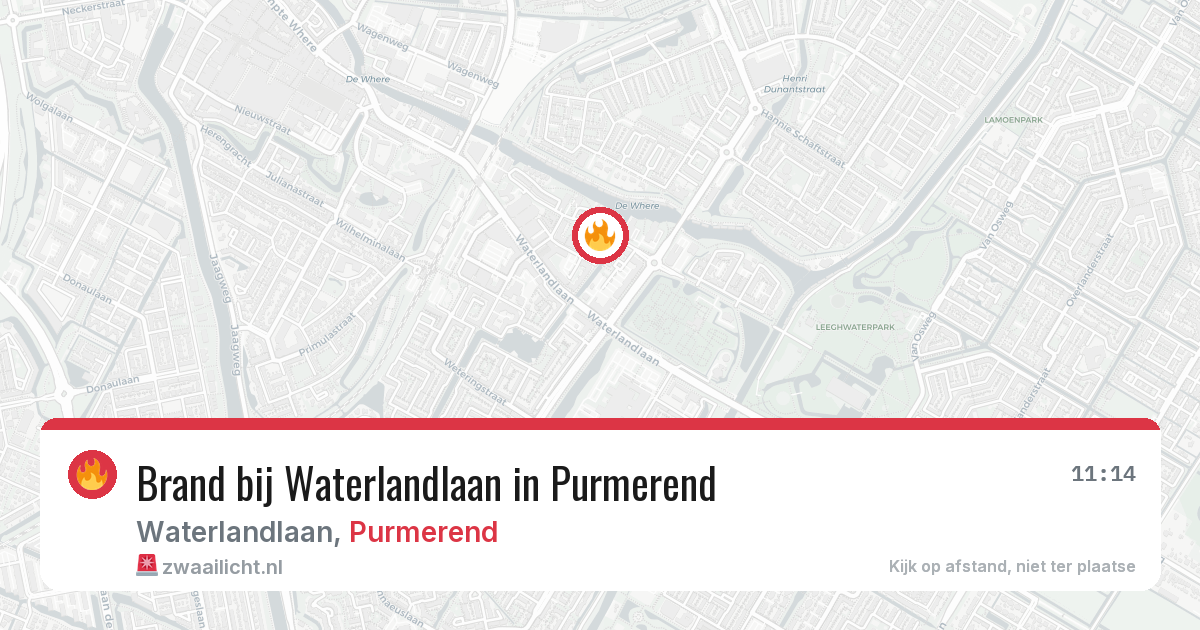 Brand bij Waterlandlaan in Purmerend — 11 aug 2026
