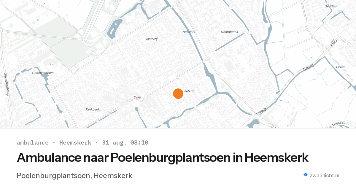 Ambulance naar Poelenburgplantsoen in Heemskerk — 31 aug 2026