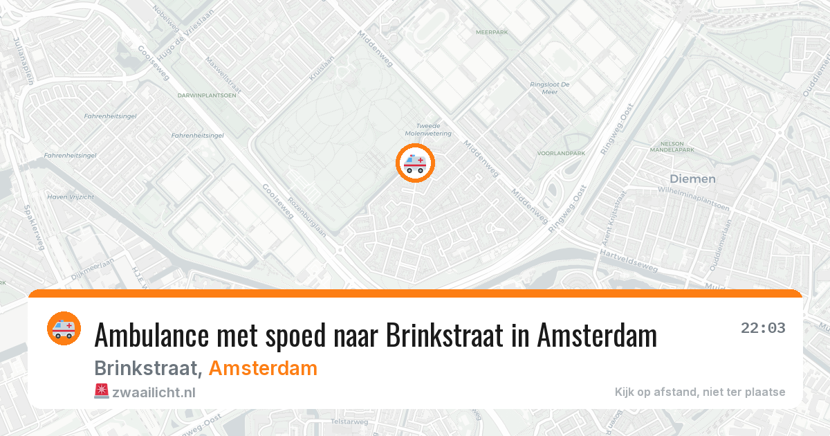 Ambulance met spoed naar Brinkstraat in Amsterdam — 22 mei 2026