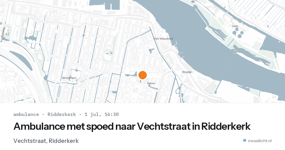 Ambulance met spoed naar Vechtstraat in Ridderkerk — 1 jul 2026