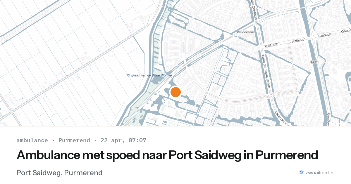 Ambulance met spoed naar Port Saidweg in Purmerend — 22 apr 2026