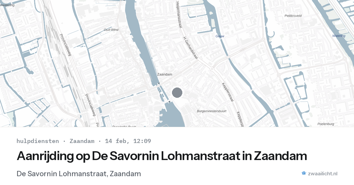 Aanrijding op De Savornin Lohmanstraat in Zaandam — 14 feb 2026