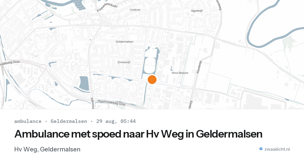 Ambulance met spoed naar Hv Weg in Geldermalsen — 29 aug 2026