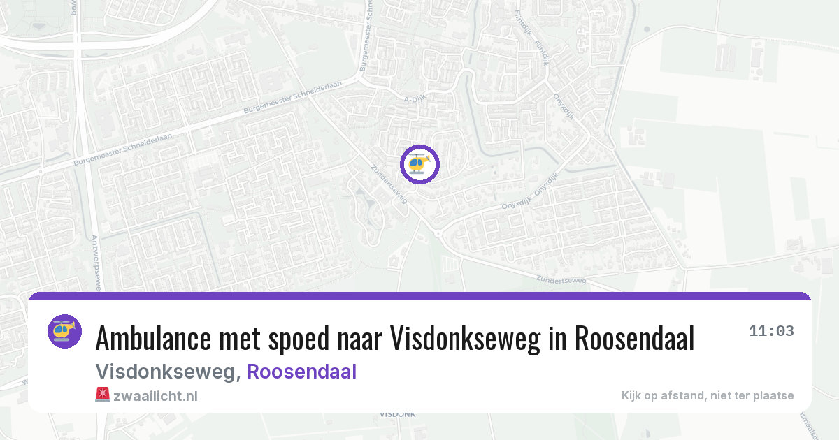 Ambulance met spoed naar Visdonkseweg in Roosendaal — 25 jun 2026