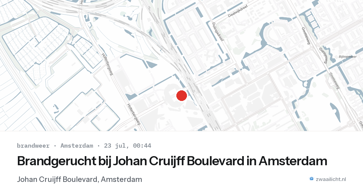 Brandgerucht bij Johan Cruijff Boulevard in Amsterdam — 22 jul 2026