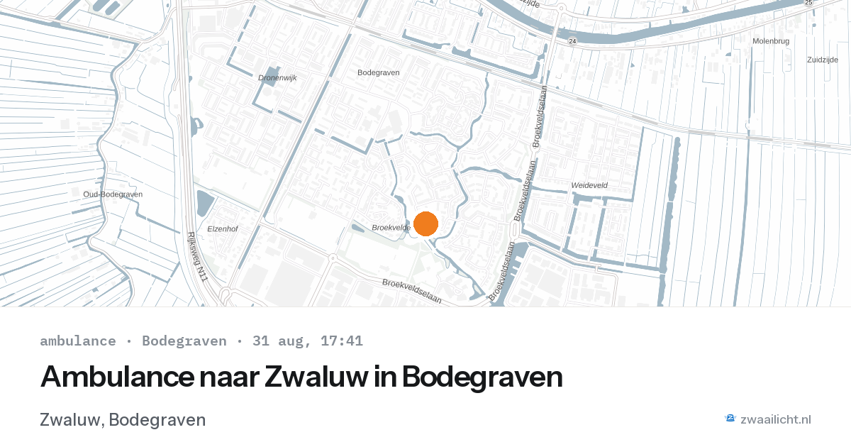 Ambulance naar Zwaluw in Bodegraven — 31 aug 2026