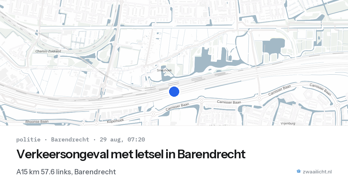 Verkeersongeval met letsel in Barendrecht — 29 aug 2026