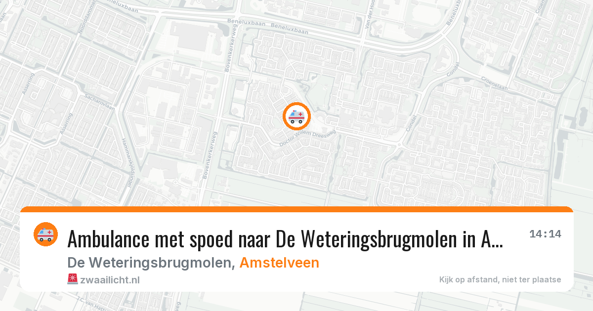 Ambulance met spoed naar De Weteringsbrugmolen in Amstelveen — 22 mei 2026