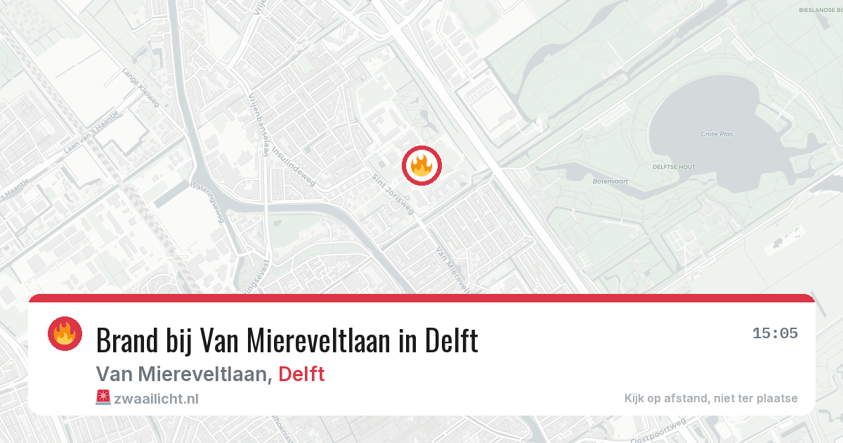 Brand bij Van Miereveltlaan in Delft — 10 jun 2026