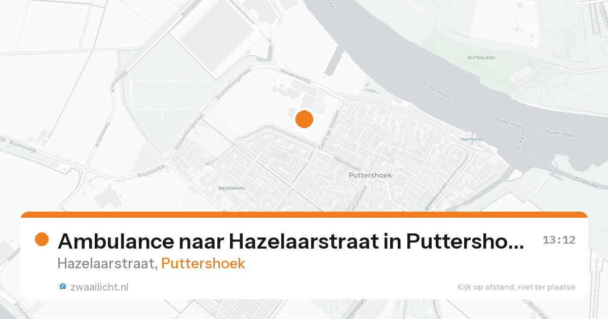 Ambulance naar Hazelaarstraat in Puttershoek — 17 aug 2026