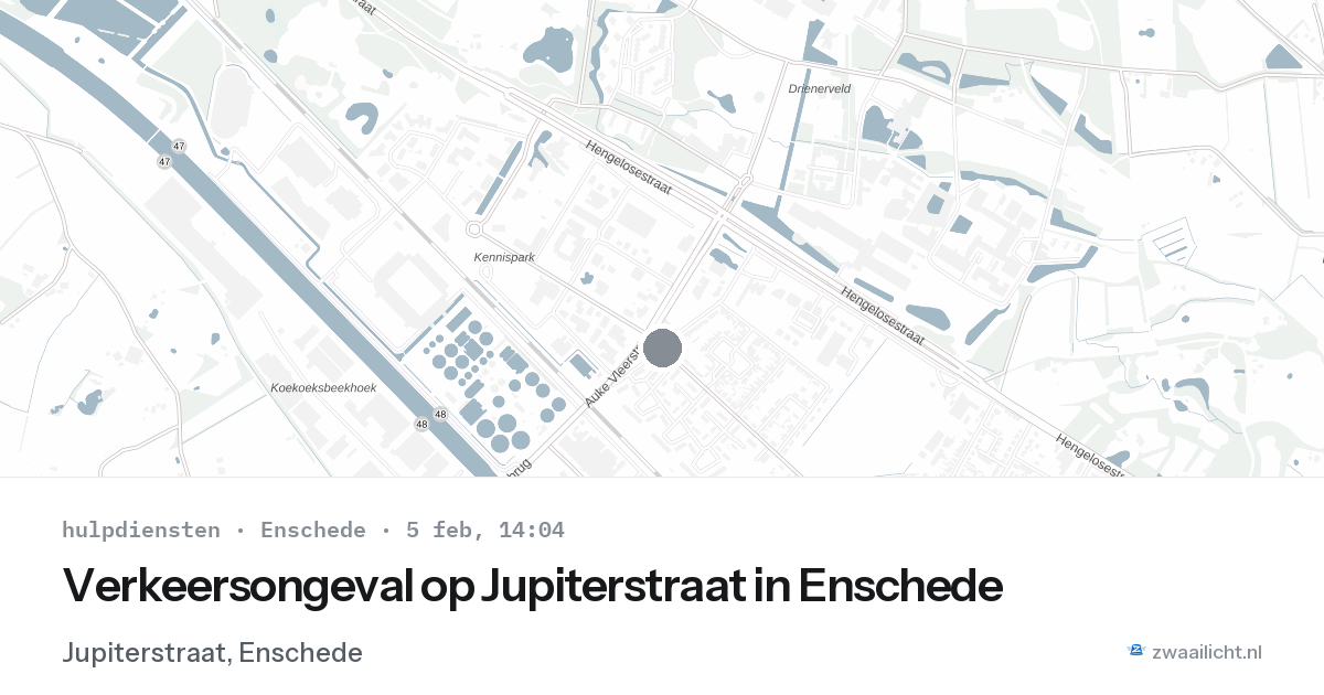 Verkeersongeval op Jupiterstraat in Enschede — 5 feb 2026