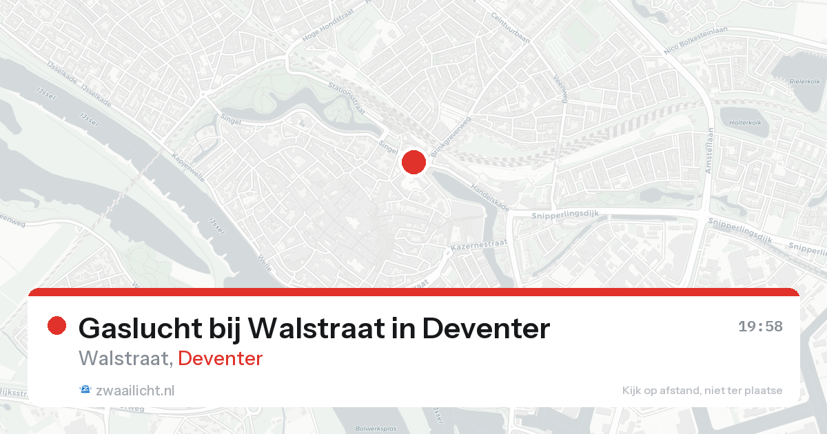 Gaslucht bij Walstraat in Deventer — 17 aug 2026