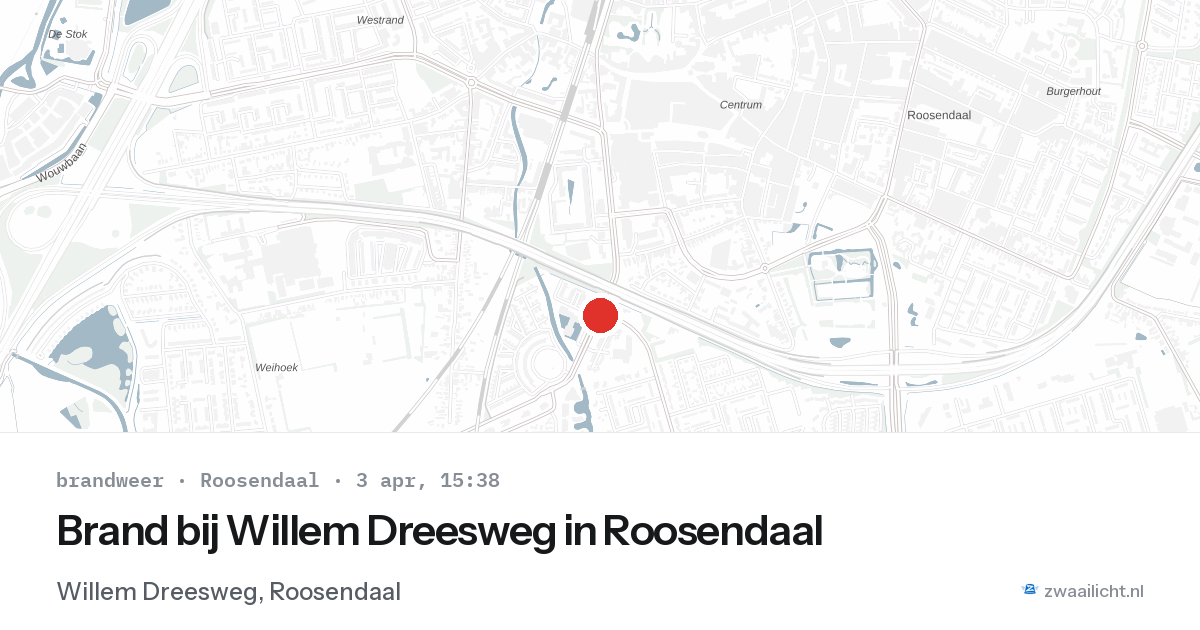 Brand bij Willem Dreesweg in Roosendaal — 3 apr 2026